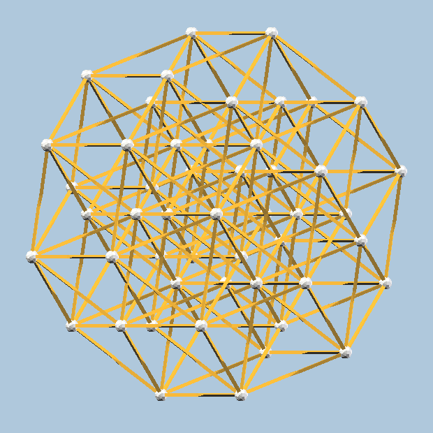 Yellow equal-strut projection of the 6-cube