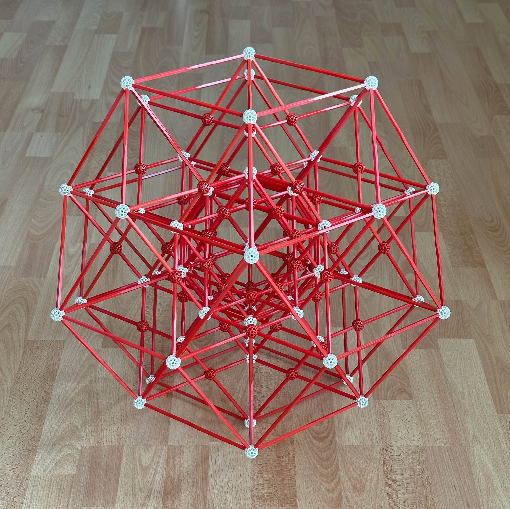 Paulo Freire's red Zometool construction of the icosahedral 6-cube projection